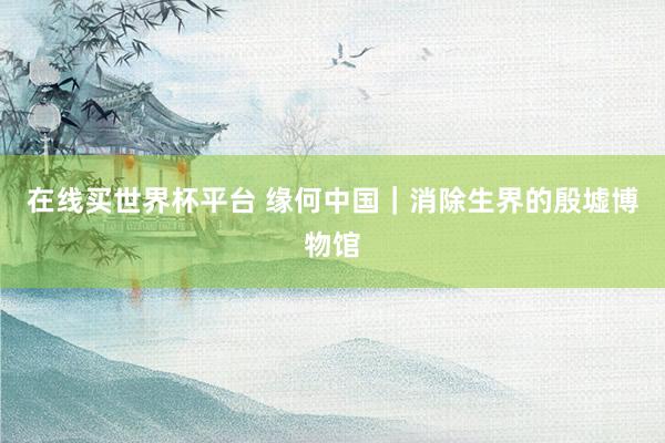 在线买世界杯平台 缘何中国｜消除生界的殷墟博物馆