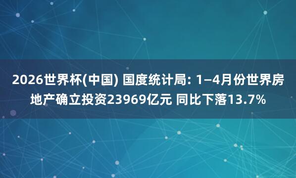 2026世界杯(中国) 国度统计局: 1—4月份世界房地产确立投资23969亿元 同比下落13.7%