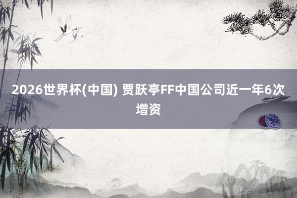 2026世界杯(中国) 贾跃亭FF中国公司近一年6次增资