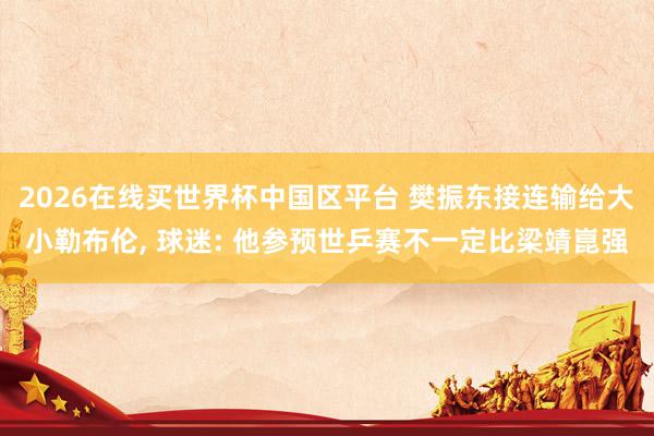 2026在线买世界杯中国区平台 樊振东接连输给大小勒布伦， 球迷: 他参预世乒赛不一定比梁靖崑强