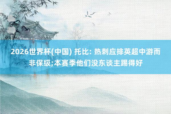 2026世界杯(中国) 托比: 热刺应排英超中游而非保级;本赛季他们没东谈主踢得好