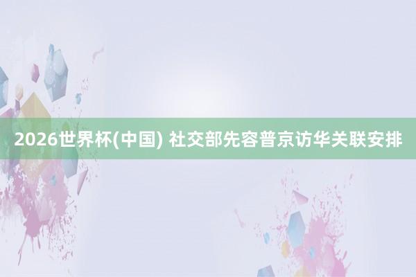 2026世界杯(中国) 社交部先容普京访华关联安排