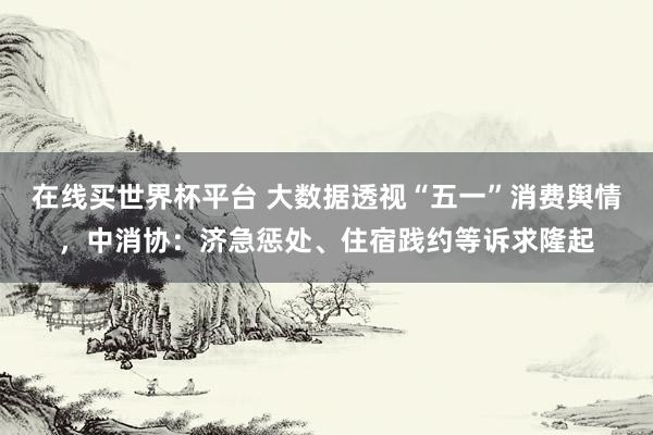在线买世界杯平台 大数据透视“五一”消费舆情，中消协：济急惩处、住宿践约等诉求隆起
