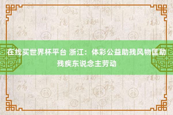 在线买世界杯平台 浙江：体彩公益助残风物匡助残疾东说念主劳动