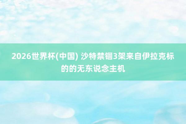 2026世界杯(中国) 沙特禁锢3架来自伊拉克标的的无东说念主机