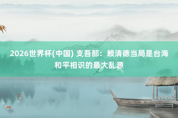 2026世界杯(中国) 支吾部：赖清德当局是台海和平相识的最大乱源