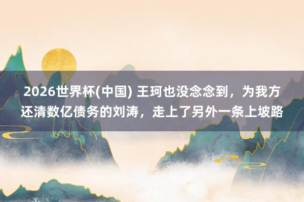 2026世界杯(中国) 王珂也没念念到，为我方还清数亿债务的刘涛，走上了另外一条上坡路
