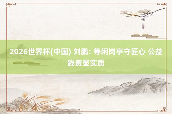 2026世界杯(中国) 刘鹏: 等闲岗亭守匠心 公益践责显实质