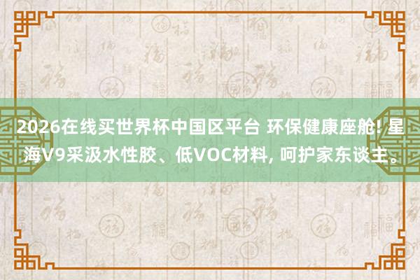 2026在线买世界杯中国区平台 环保健康座舱! 星海V9采汲水性胶、低VOC材料， 呵护家东谈主。
