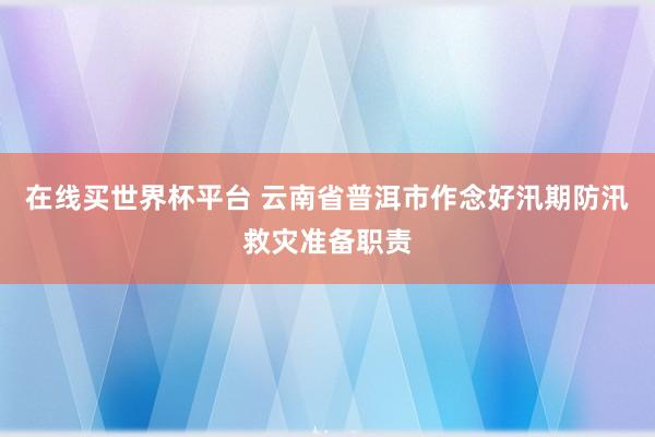 在线买世界杯平台 云南省普洱市作念好汛期防汛救灾准备职责