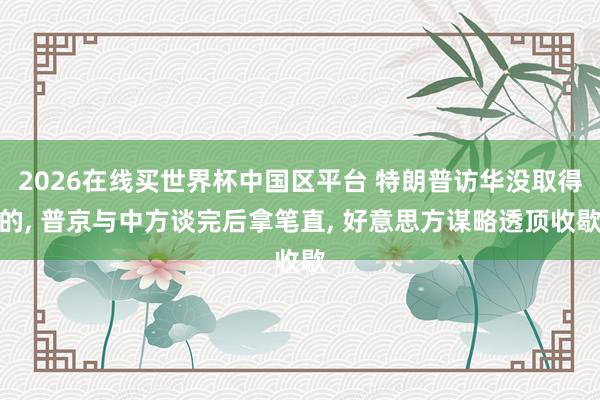2026在线买世界杯中国区平台 特朗普访华没取得的， 普京与中方谈完后拿笔直， 好意思方谋略透顶收歇