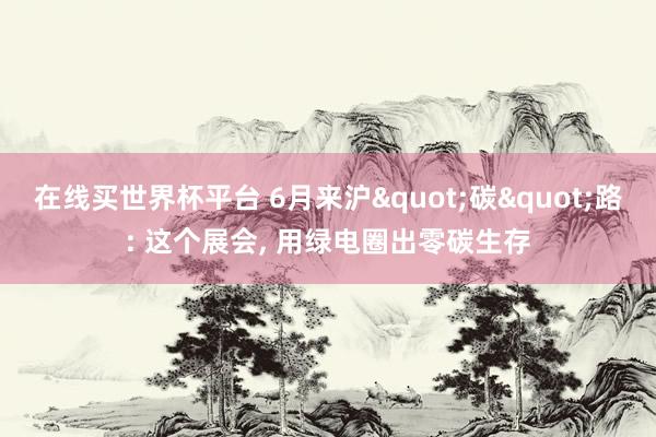 在线买世界杯平台 6月来沪"碳"路: 这个展会， 用绿电圈出零碳生存