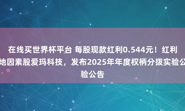 在线买世界杯平台 每股现款红利0.544元！红利质地因素股爱玛科技，发布2025年年度权柄分拨实验公告