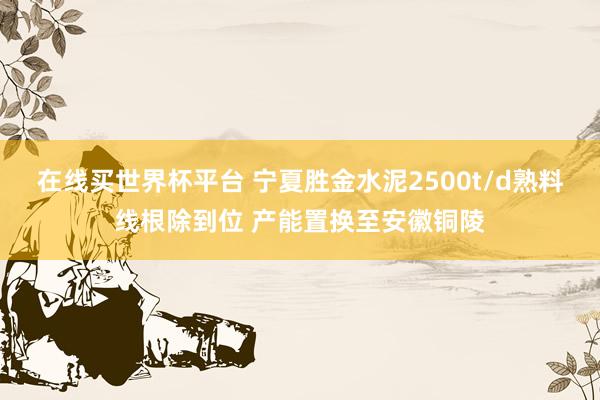 在线买世界杯平台 宁夏胜金水泥2500t/d熟料线根除到位 产能置换至安徽铜陵