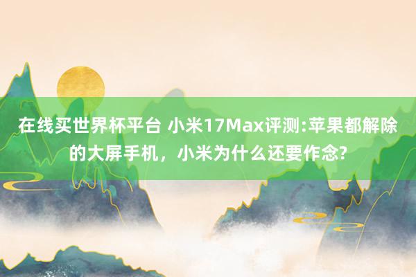 在线买世界杯平台 小米17Max评测:苹果都解除的大屏手机，小米为什么还要作念?