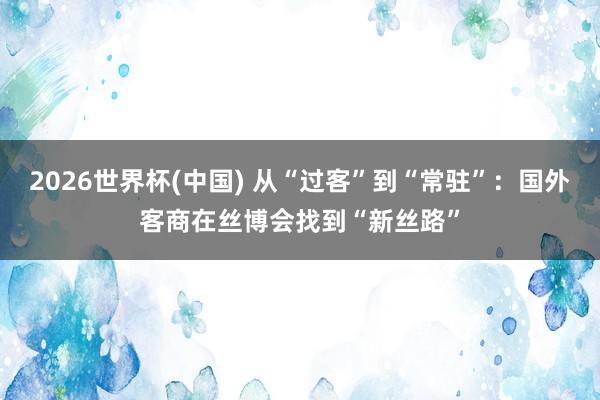 2026世界杯(中国) 从“过客”到“常驻”：国外客商在丝博会找到“新丝路”