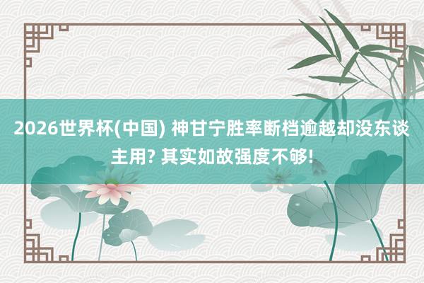2026世界杯(中国) 神甘宁胜率断档逾越却没东谈主用? 其实如故强度不够!