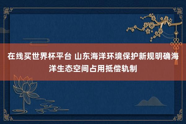 在线买世界杯平台 山东海洋环境保护新规明确海洋生态空间占用抵偿轨制
