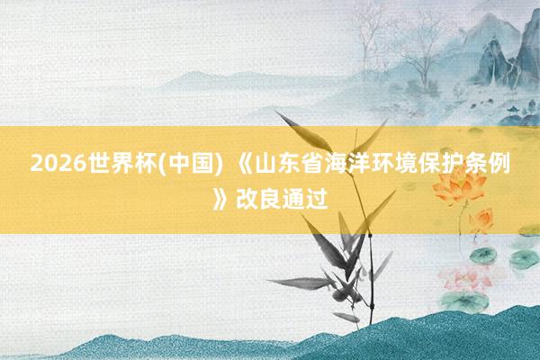 2026世界杯(中国) 《山东省海洋环境保护条例》改良通过