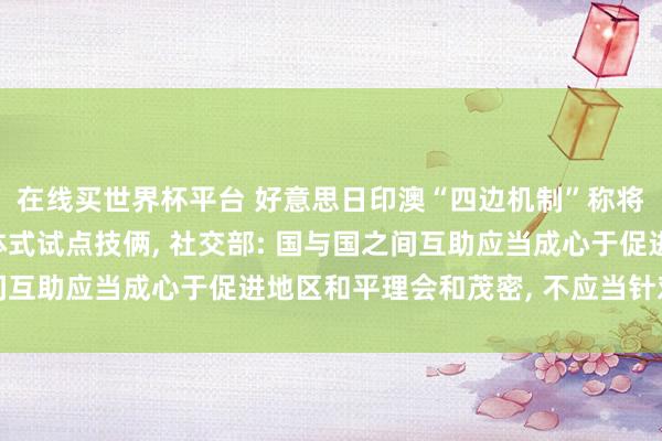 在线买世界杯平台 好意思日印澳“四边机制”称将在斐济初始口岸基础体式试点技俩， 社交部: 国与国之间互助应当成心于促进地区和平理会和茂密， 不应当针对第三方