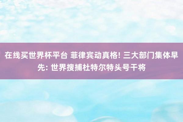 在线买世界杯平台 菲律宾动真格! 三大部门集体早先: 世界搜捕杜特尔特头号干将