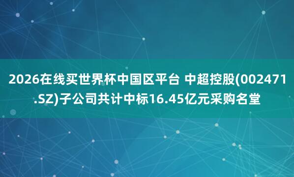 2026在线买世界杯中国区平台 中超控股(002471.SZ