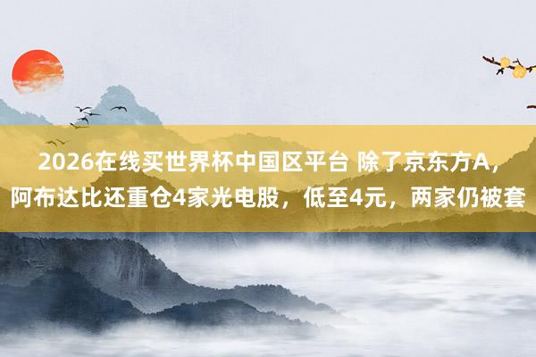 2026在线买世界杯中国区平台 除了京东方A，阿布达比还重仓4家光电股，低至4元，两家仍被套