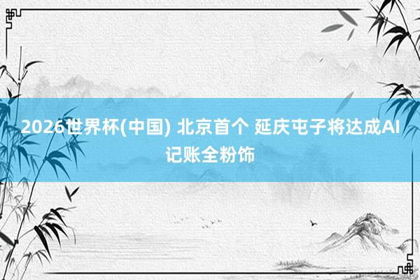 2026世界杯(中国) 北京首个 延庆屯子将达成AI记账全粉饰