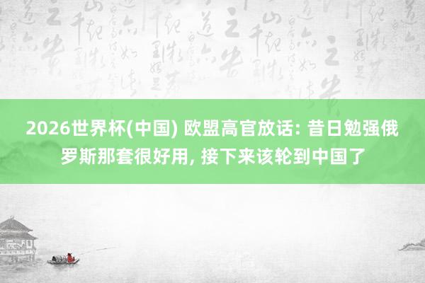 2026世界杯(中国) 欧盟高官放话: 昔日勉强俄罗斯那套很好用， 接下来该轮到中国了
