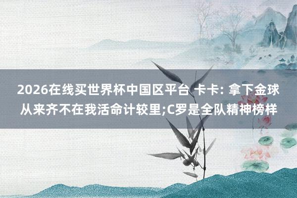 2026在线买世界杯中国区平台 卡卡: 拿下金球从来齐不在我活命计较里;C罗是全队精神榜样