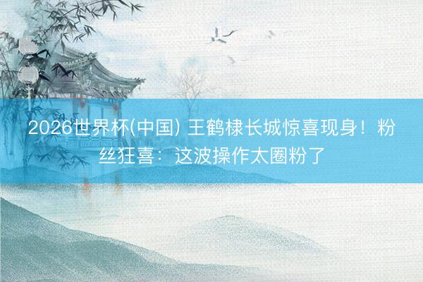 2026世界杯(中国) 王鹤棣长城惊喜现身！粉丝狂喜：这波操作太圈粉了
