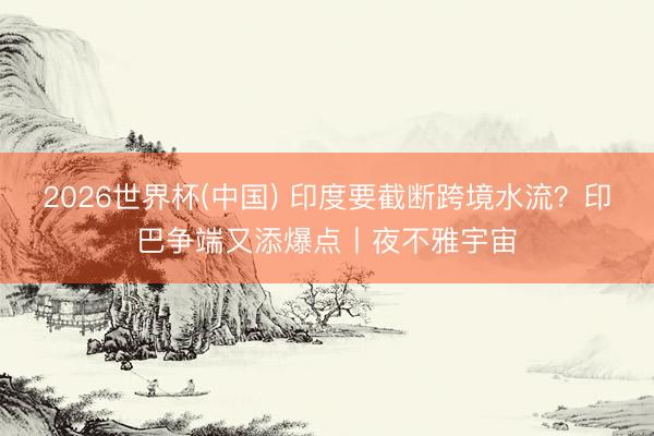 2026世界杯(中国) 印度要截断跨境水流？印巴争端又添爆点丨夜不雅宇宙