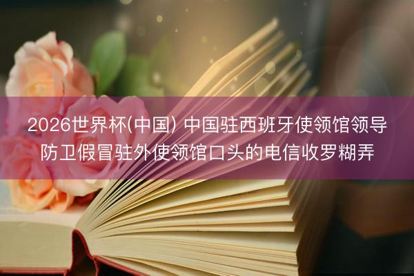 2026世界杯(中国) 中国驻西班牙使领馆领导防卫假冒驻外使领馆口头的电信收罗糊弄