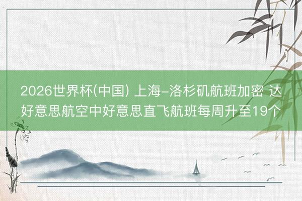 2026世界杯(中国) 上海-洛杉矶航班加密 达好意思航空中好意思直飞航班每周升至19个